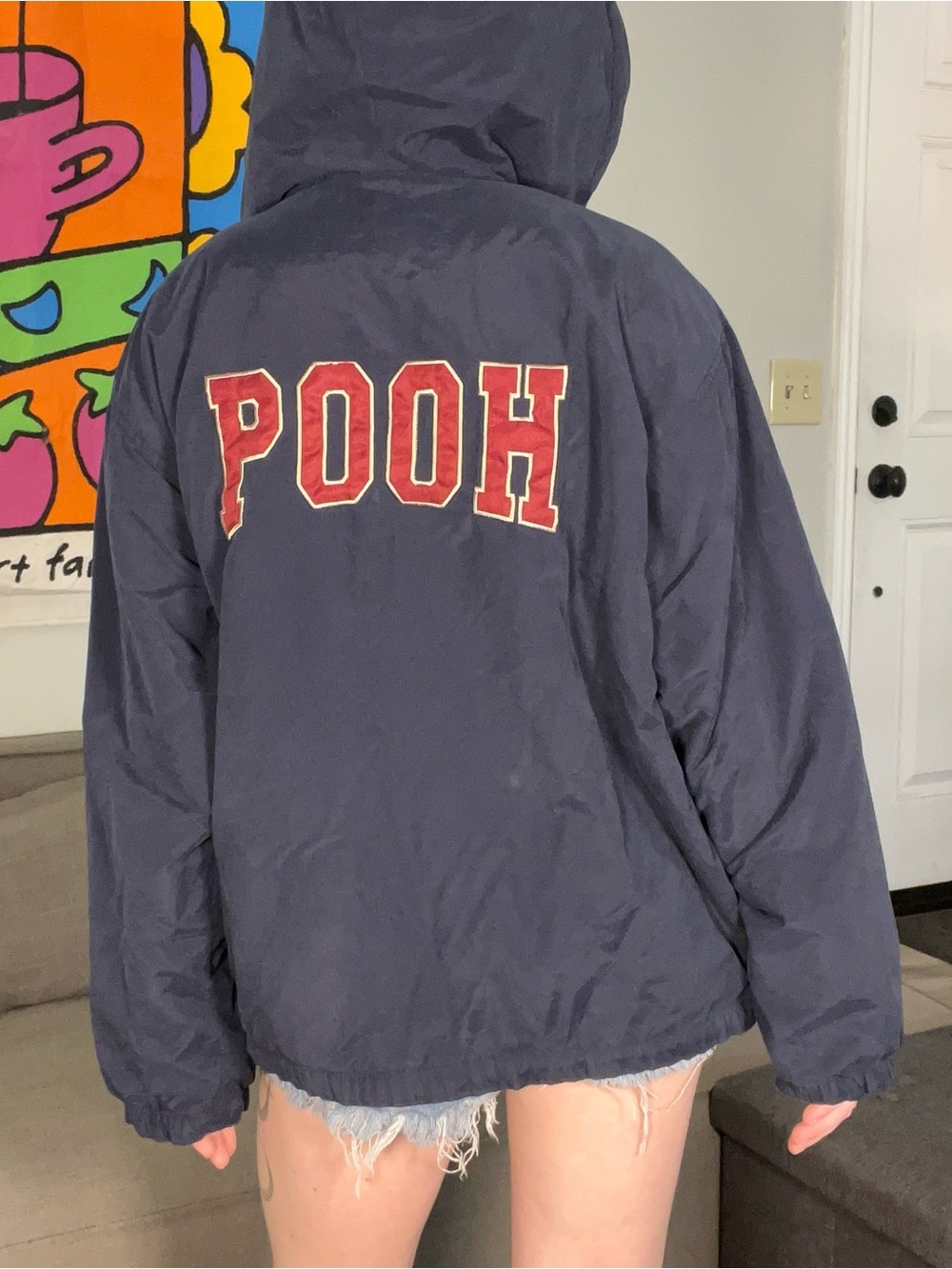 Vintage Winnie the Pooh Lined Windbreaker Jacket Blue Size Small
